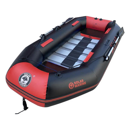 SOLARMARINE 7.5ft 2 Person Inflatable Fishing Boats Kayak Raft Dinghy Slat Wooden Bottom for Adults With Paddles Air Pump