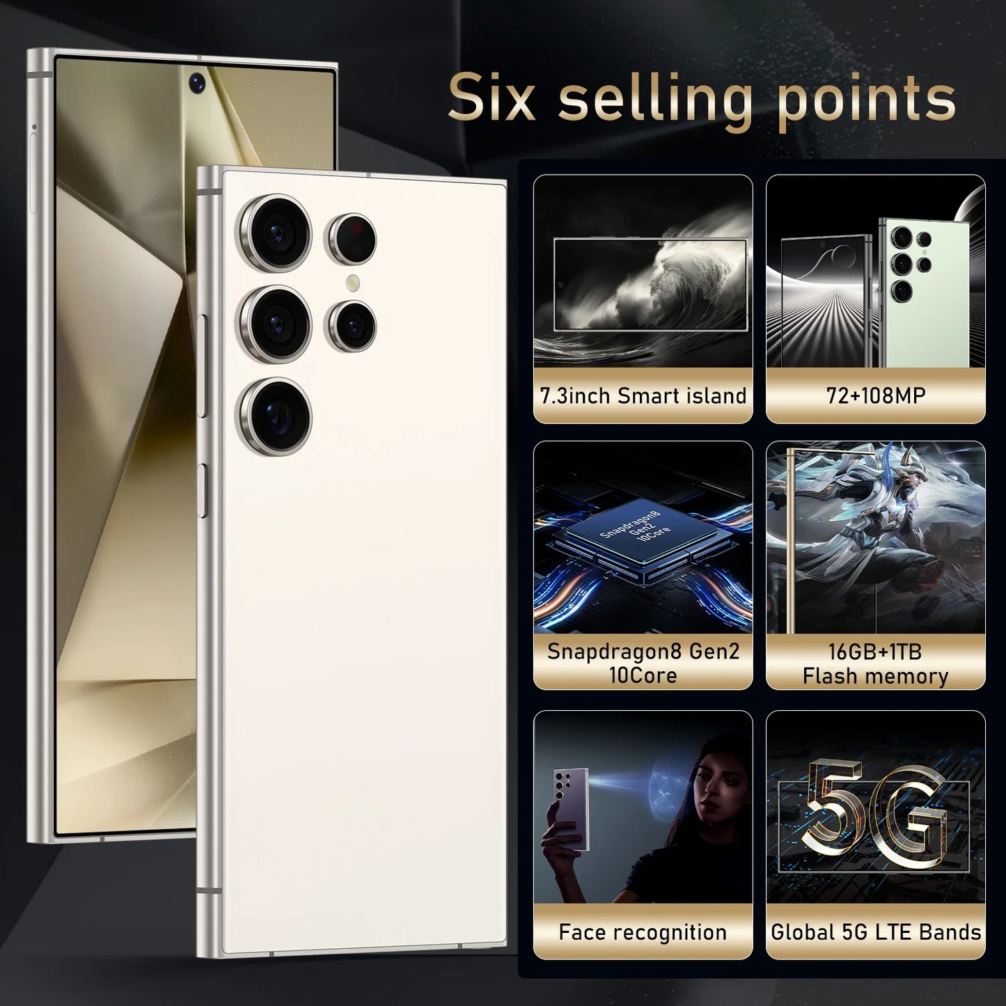 Hot Sale Products Case Shockproof Mobile Phone Accessories for S24 Ultra 6.8 Inch Screen 48+108MP Mobile Phones 16ROM+1RAM