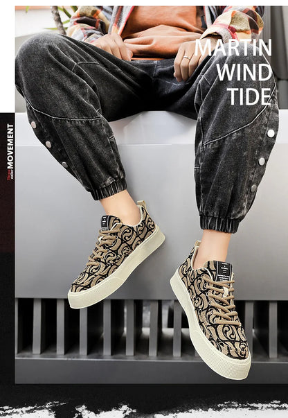 Men's Breathable Canvas Trainer Shoes Fashion Trend Sport Sneaker for Trekking Walking Casual Slip-On Lace-Up Closure for Boys