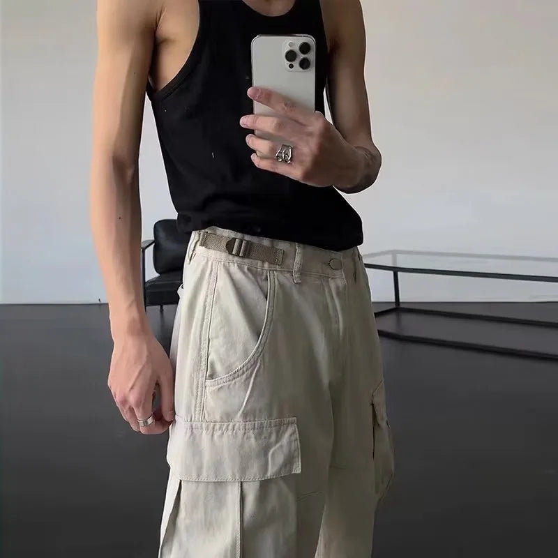 2025 Six Pocket Mens Outdoor Pant Nylon Hip Hop Baggy Pants Straight Beige Tactical Cargo Unisex Cargo Pants Men