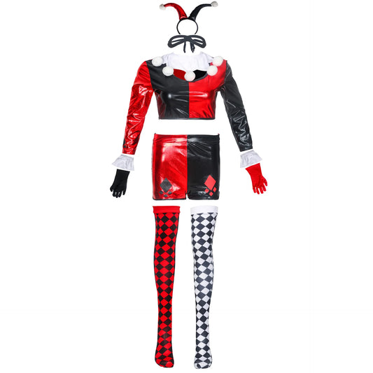 Halloween Patent Leather Clown Costume Cosplay Circus Ball Costume