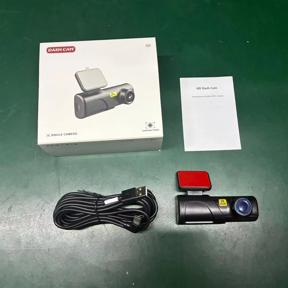 Wireless WiFi IPS Night Vision Loop Recording G Sensor 140 Degree Wide Angle 2K Front Car Video Recorder Dash Cam 24 Hours