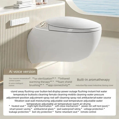 Wall Mounted Built in Oval Toilet with Built in Water tank Fully Automatic Siphon Type Wall Mounted Smart Toilet for Home Use