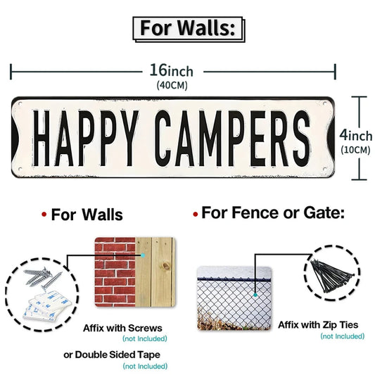 Vintage Happy Campers Daddy's BBQ Metal Signs Set Retro Home Wall Decor for Patio Grill Area Decor