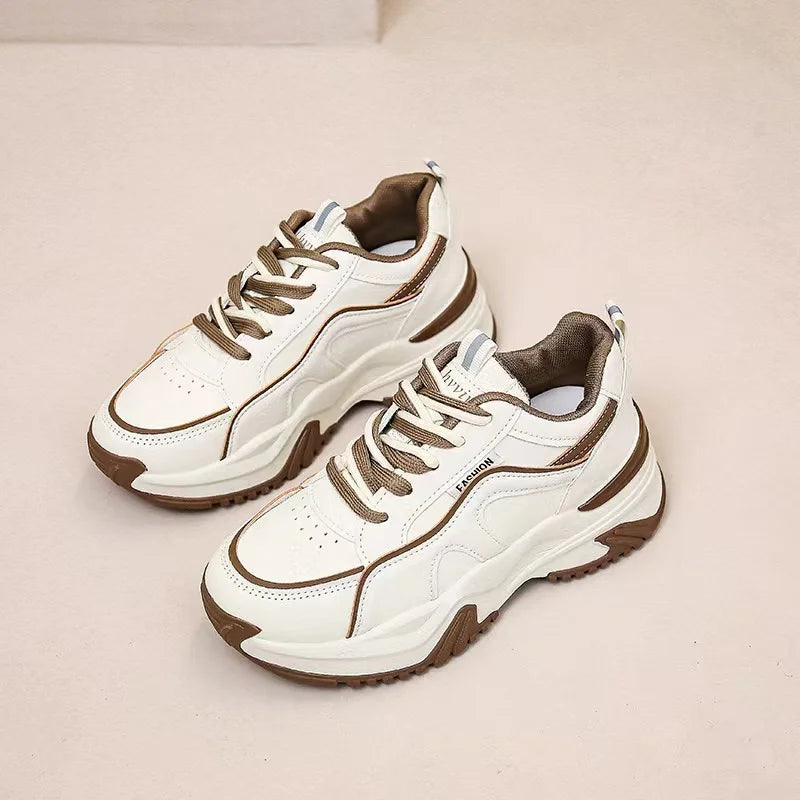 2025 Autumn Winter New Women's Casual Sports Sneakers Ins Tide Platform Light Soft  Lace-Up Custom Logo Daddy Student