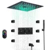Ceiling Cold and Hot LED Shower System Matte Black12 Inch Mist and Rain Shower Head Ceiling Embedded Shower Faucet Set