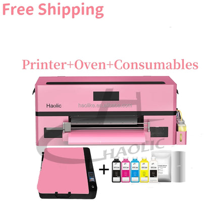 Free Shipping The Best XP600 DTF Printer Textile Fabric Printing Pink Dryer Full Set With A3 DTF Printer Auto Film Feeding Kits