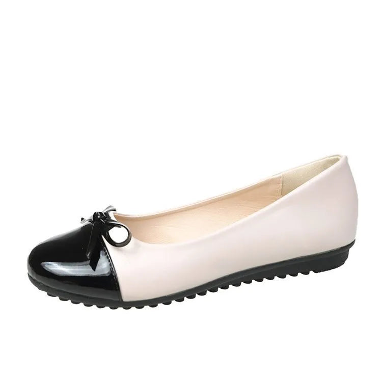 Big Size Spring New Fashionable Round Head Flat Bottom Fashion Casual Women's Shallow Mouth Casual Bow Women's Single Shoes