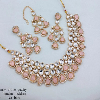 Trending Fancy Collection Gold Plated Ethnic Kundan & Pearl Necklace Set for Wedding and Party Unique Designed Women's Jewelry