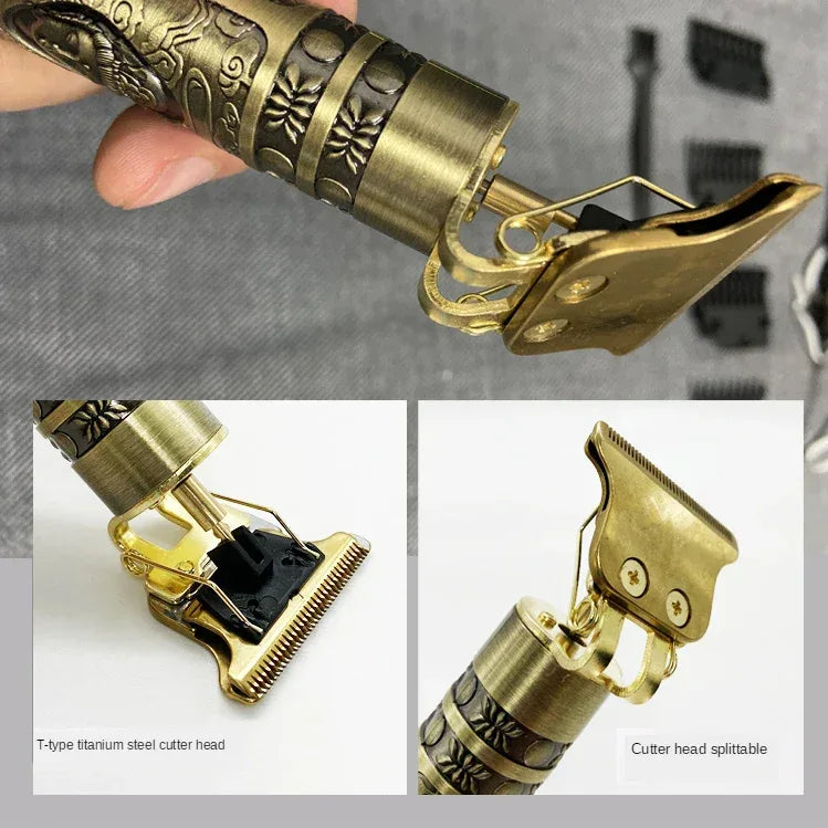 OHS T9 Vintage Electric Hairdresser Oil Shaving Head Pusher Carving Clipper Hair Cutting Machine Precision Trimmer for Men Care