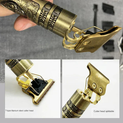 OHS T9 Vintage Electric Hairdresser Oil Shaving Head Pusher Carving Clipper Hair Cutting Machine Precision Trimmer for Men Care