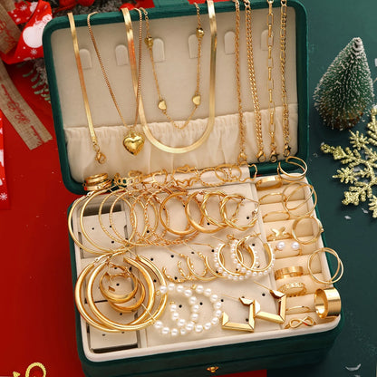 Perfect for Daily Wear 54pcs Christmas Jewelry Set - Elegant&Simple Ring,Earrings,Necklace,Bracelet for Women | Holiday Gifting
