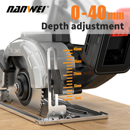 Nanwei Industrial Grade Cordless Electric Circular Saw Rechargeable Lithium Battery Powered Wood Cutters Power Saws