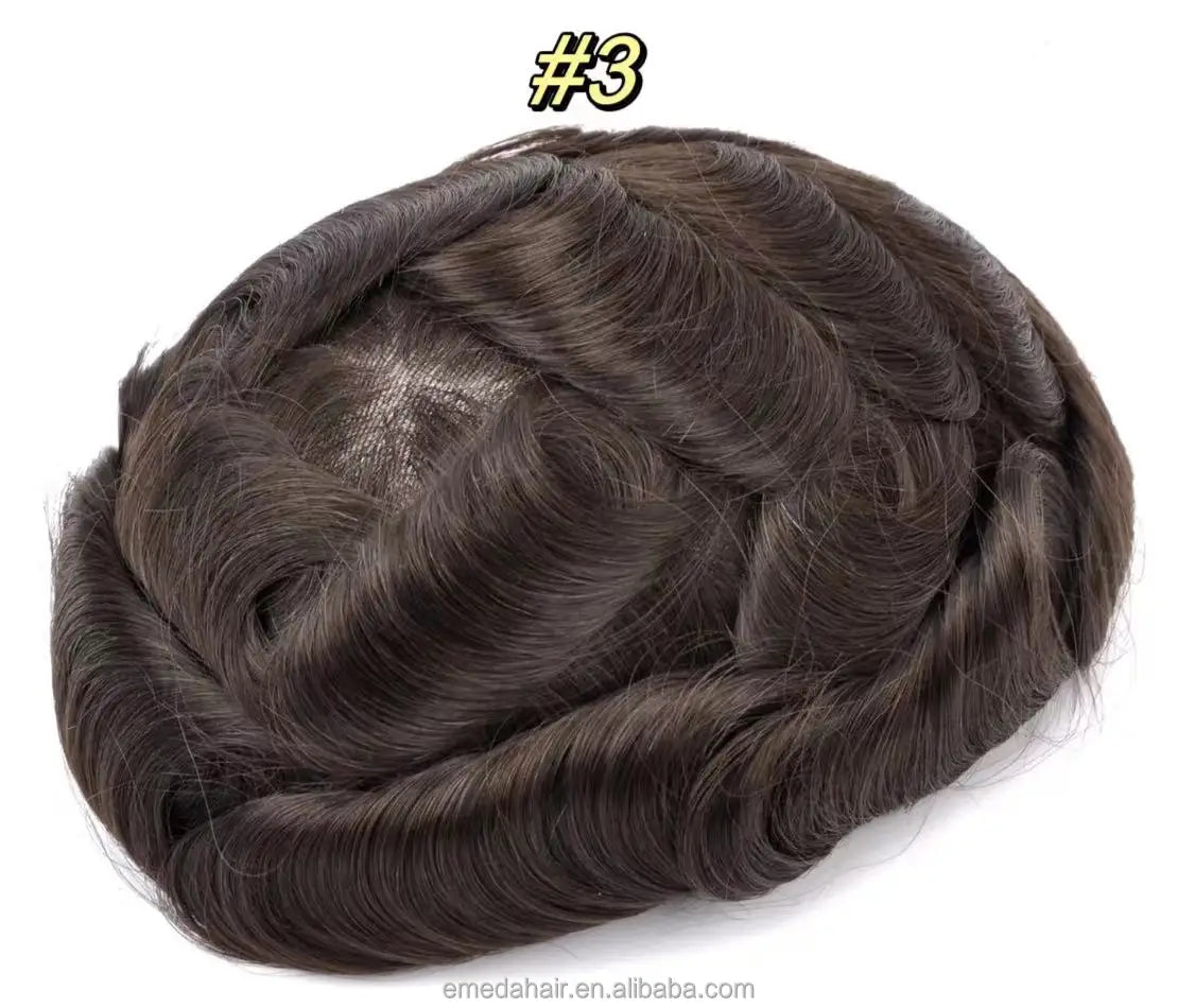 Wholesale Bleached Knot Swiss Full Lace Hair Replacement System Men's Toupee Indian Remy Human Hair Piece for Men Toupees