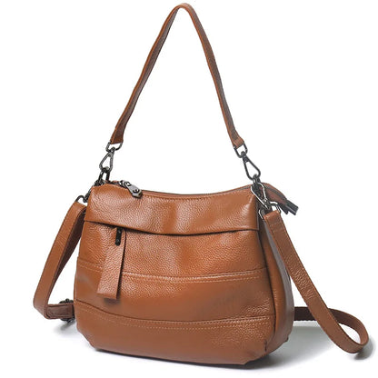 2025 New Fashionable Lady's Multi-layer Crossbody Bag Versatile Top Cowhide Soft with Double Shoulder Straps