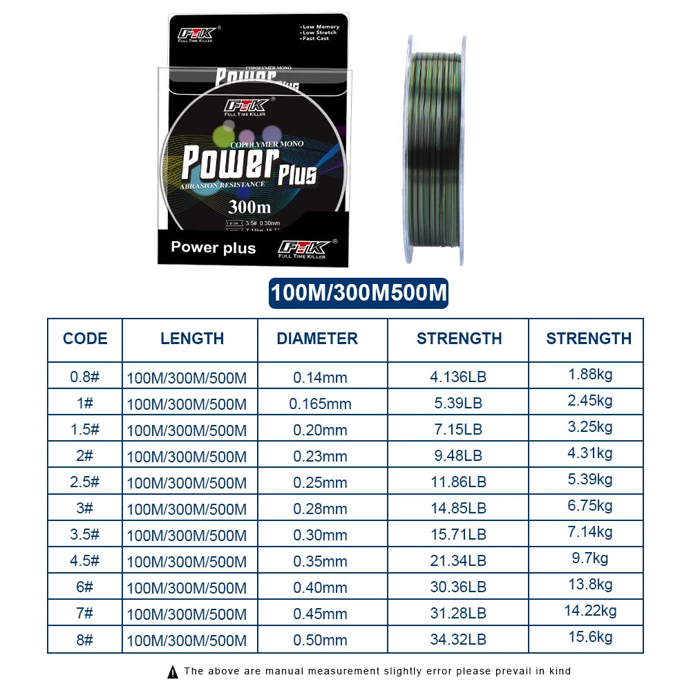 FTK 300m Fluorocarbon Coating Fluorocarbon Fishing Line 0.2mm-0.5mm Carbon Surface Nylon Floating for River Lake Fishing