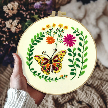 Factory DIY Flowers and Butterflies Practice Embroidery Set for Beginners Semi finished Handmade Cross stitch Decoration Crafts