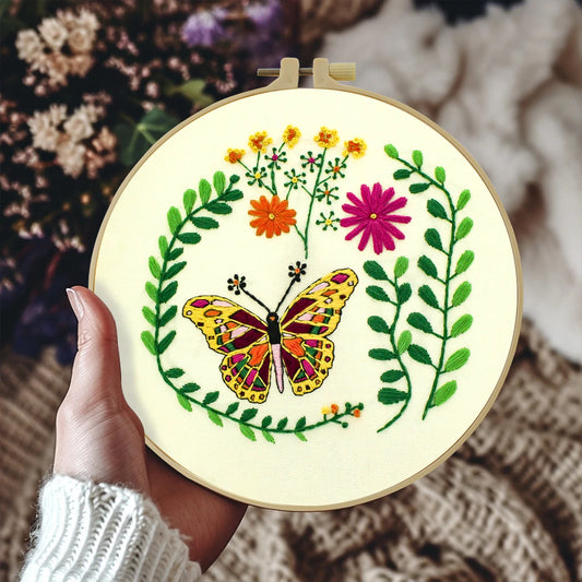 Factory DIY Flowers and Butterflies Practice Embroidery Set for Beginners Semi finished Handmade Cross stitch Decoration Crafts by PDG ibma