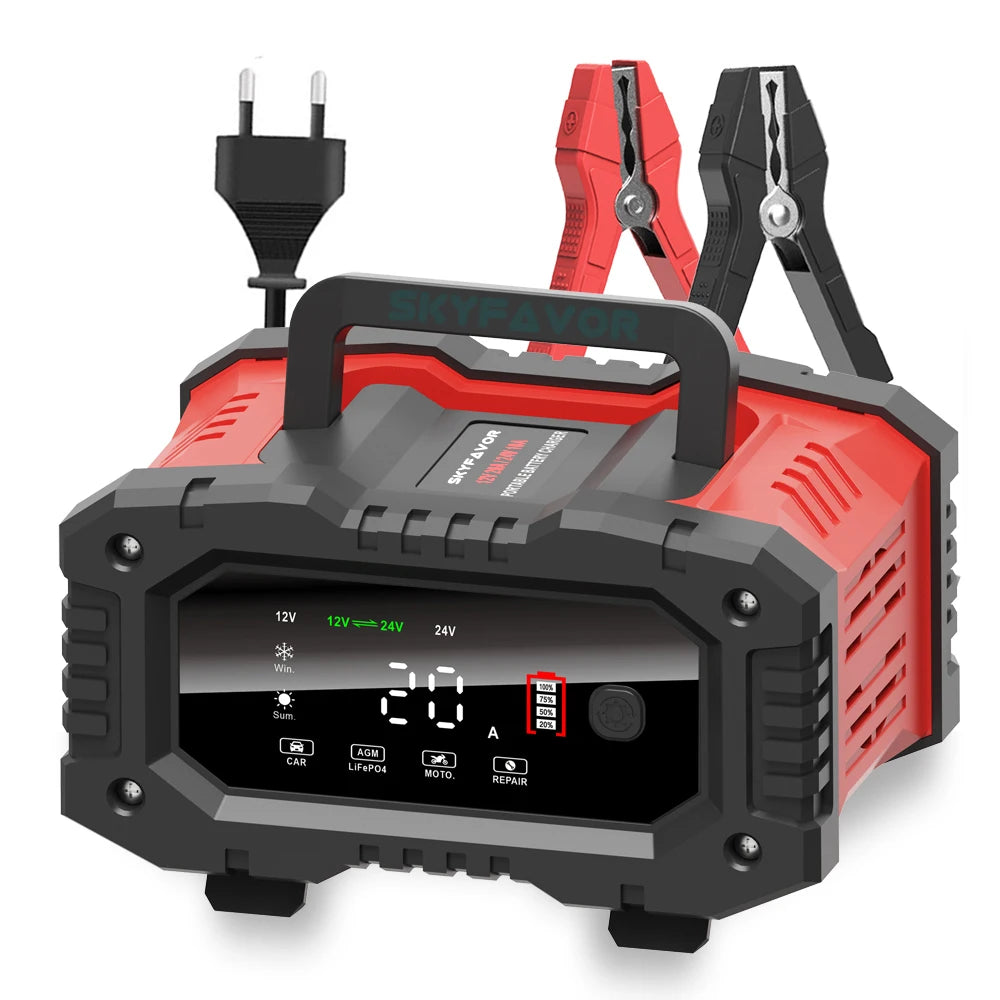 Lifepo4 Lead Acid Car Battery Charger 12V 24V 20A Fast Automatic Gel Agm Maintenance-free Deep Cycle Lead Acid Battery Charger