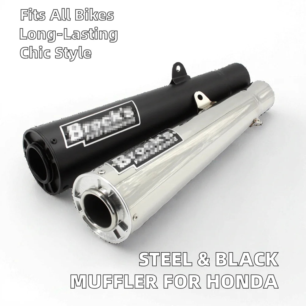 Brock Moto Muffler Universal Steel and Black Exhaust for Honda CB300R CM300 CB300 CB400 CBR650 CB650F New Condition