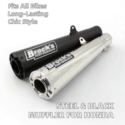 Brock Moto Muffler Universal Steel and Black Exhaust for Honda CB300R CM300 CB300 CB400 CBR650 CB650F New Condition