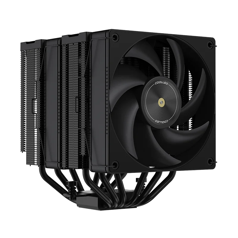 COOLLEO P60T DIG BK Two-Tower Computer Case Air Cooler 6 Heat Pipes CPU Cooling LGA115X/1200/1700/1851 for Ryzen AM4/AM5 275W
