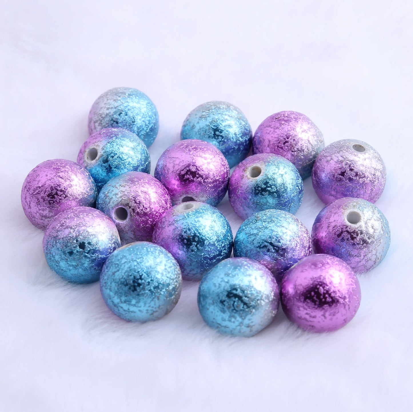 Colorful Bulk Loose New Fashion Round Jewelry Making Beads for Kids Necklace Blending Color Acrylic Wrinkle Beads 20mm
