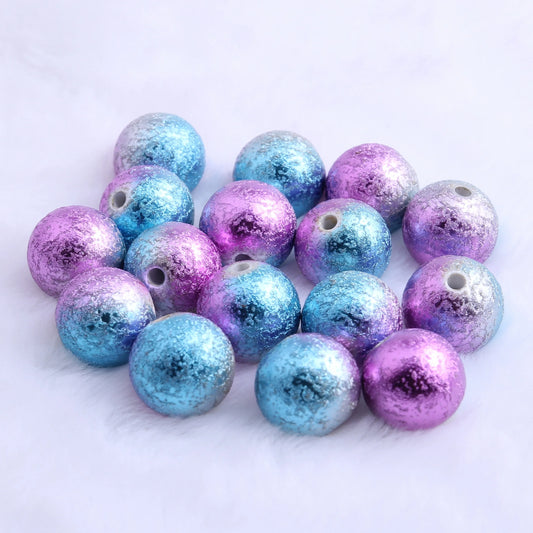 Colorful Bulk Loose New Fashion Round Jewelry Making Beads for Kids Necklace Blending Color Acrylic Wrinkle Beads 20mm