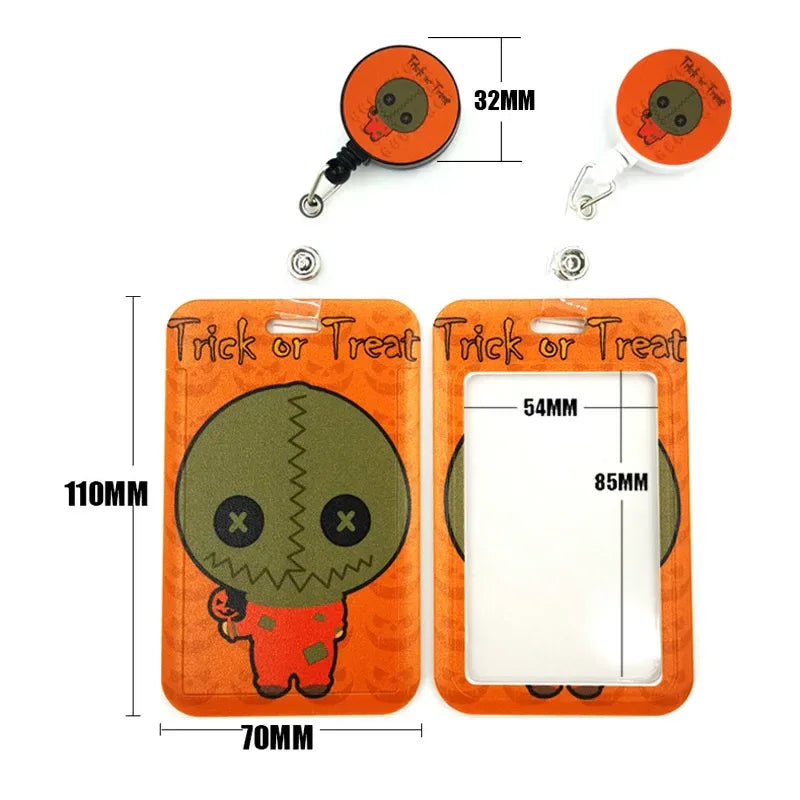 Halloween Trick R Treat Art Cartoon Anime Fashion Lanyards Bus ID Name Work Card Holder Accessories Decorations Kids Gifts