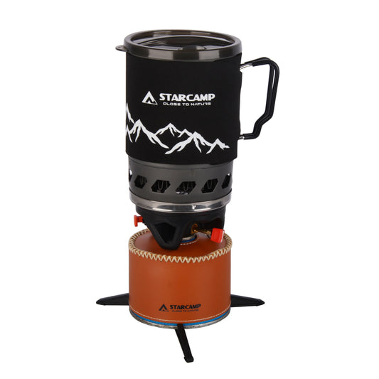 STARCAMP 1100ml Outdoor Camping Cooking System Fastboil Jet Cooker Gas Stove Stainless Steel Pot with 1L Capacity Packed in Bag by PDG ibma
