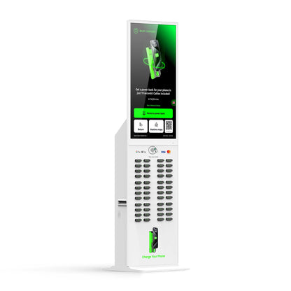 Commercial 48-Slot Mobile Phone Charging Station Vending Machine 43-Inch Touch Screen NFC Power Bank Rental for Public Spaces
