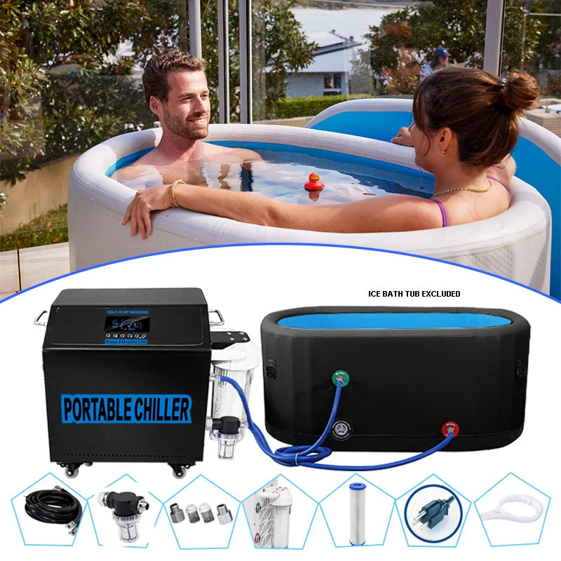 Best Cheap 110V 0.5-1HP ColdPlunge Chiller Heat Pump Mini Water Chiller Ice Bath Smart WiFi Control Athlete Recovery Engine