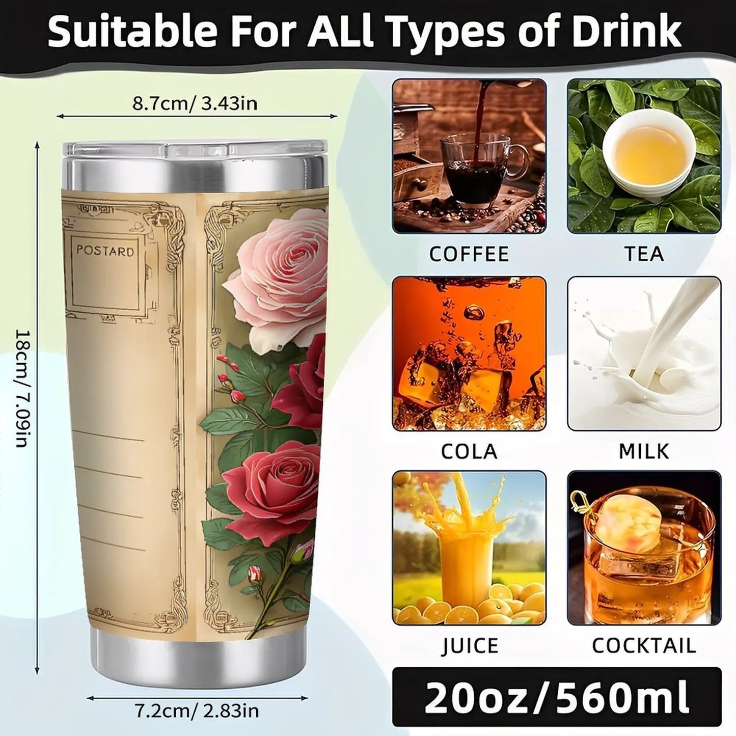 Picnic and Beach Essential 20oz Portable Silver Side Tumbler