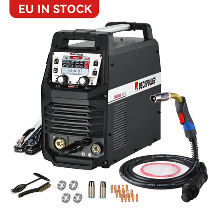 Decapower Dual Pulse 230A True Rated IGBT Inverter Multi-Process MIG MMA TIG Welding Machine With 25AK MIG Torch &  Accessories