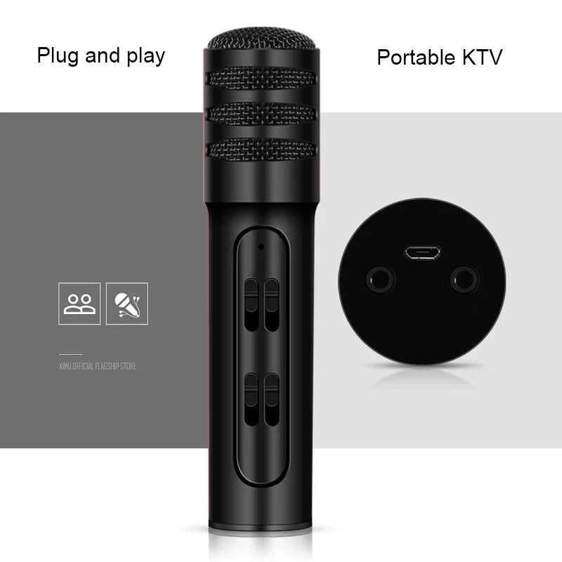 FREE Sample Professional BGN-C7 Dual Mobile Phone Karaoke Live Singing Microphone Built-in Sound Card Condenser Microphones