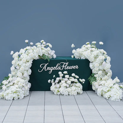 S-A8147 White Rose Hydrangea Floral Arrangement Sofa Table Runner Floor Flower