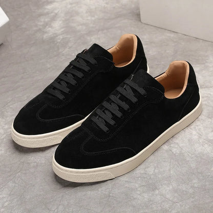 Lightweight Men's Casual Shoes with Luxury Suede Cow Leather Retro Sporty Style for Spring and Winter Walking