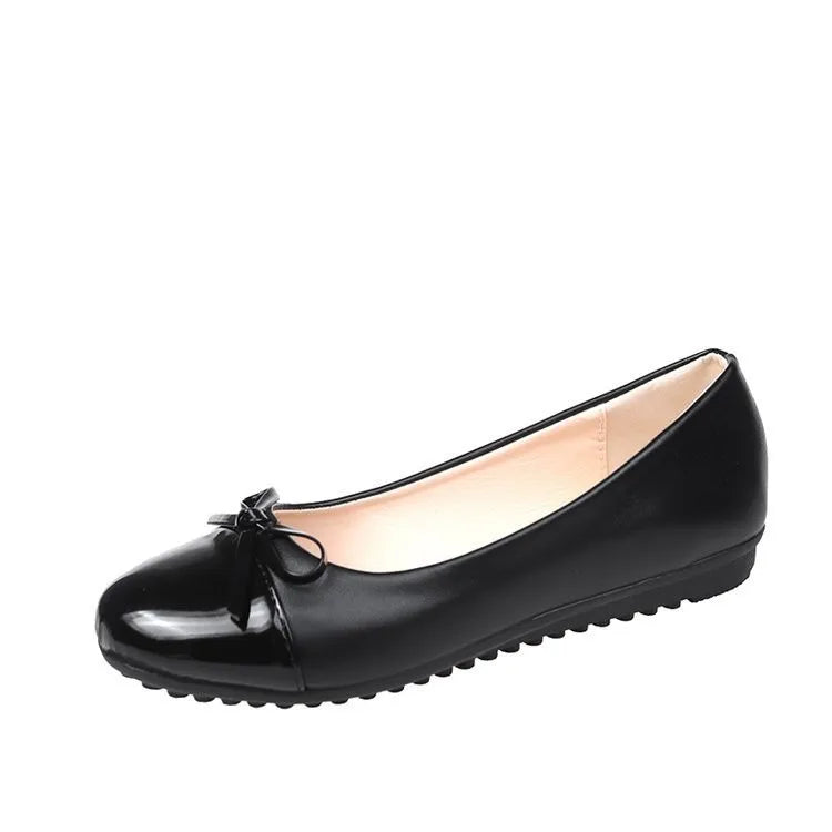 Big Size Spring New Fashionable Round Head Flat Bottom Fashion Casual Women's Shallow Mouth Casual Bow Women's Single Shoes