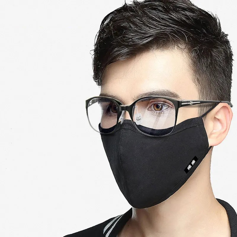 Korean Cotton Face Mask Anti-Dust Mask Respirator with Activated Carbon Filter Anti Dust Black Kpop Glasses Mask On The Mouth