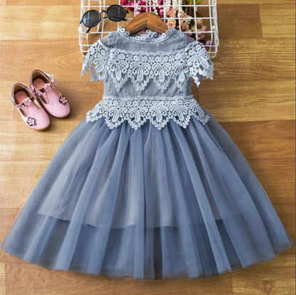 New Listing Wedding Pattern Lace Little Princess Microfiber Dress Halter ODM Wholesale Kid Clothing for Baby Girls for Children
