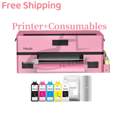 Free Shipping The Best XP600 DTF Printer Textile Fabric Printing Pink Dryer Full Set With A3 DTF Printer Auto Film Feeding Kits