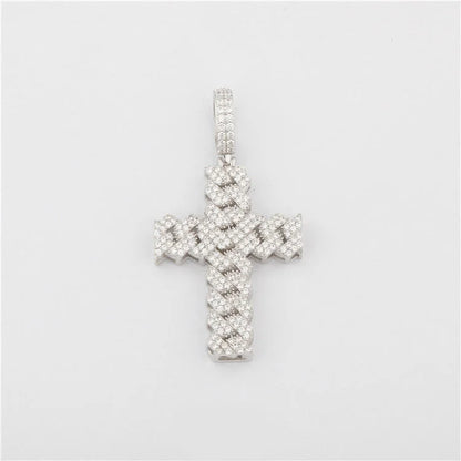 Starspire 925 Silver Gold Plated Emerald Cut Moissanite Pass Tester Cross Pendant Iced Hip Hop Luxury Jewelry Customizable
