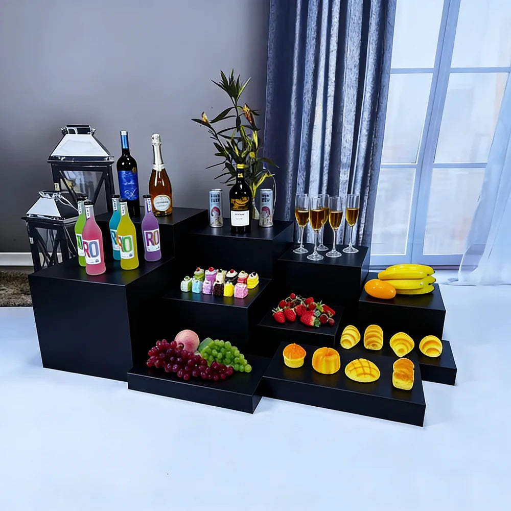 10pcs Black Acrylic Classic Buffet Set Wedding Party Food Display Risers Elegant Decorations New Arrival