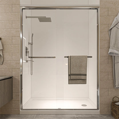 Tempered Glass Shower Door, Double Handle Design, Leak-Proof & Easy to Clean