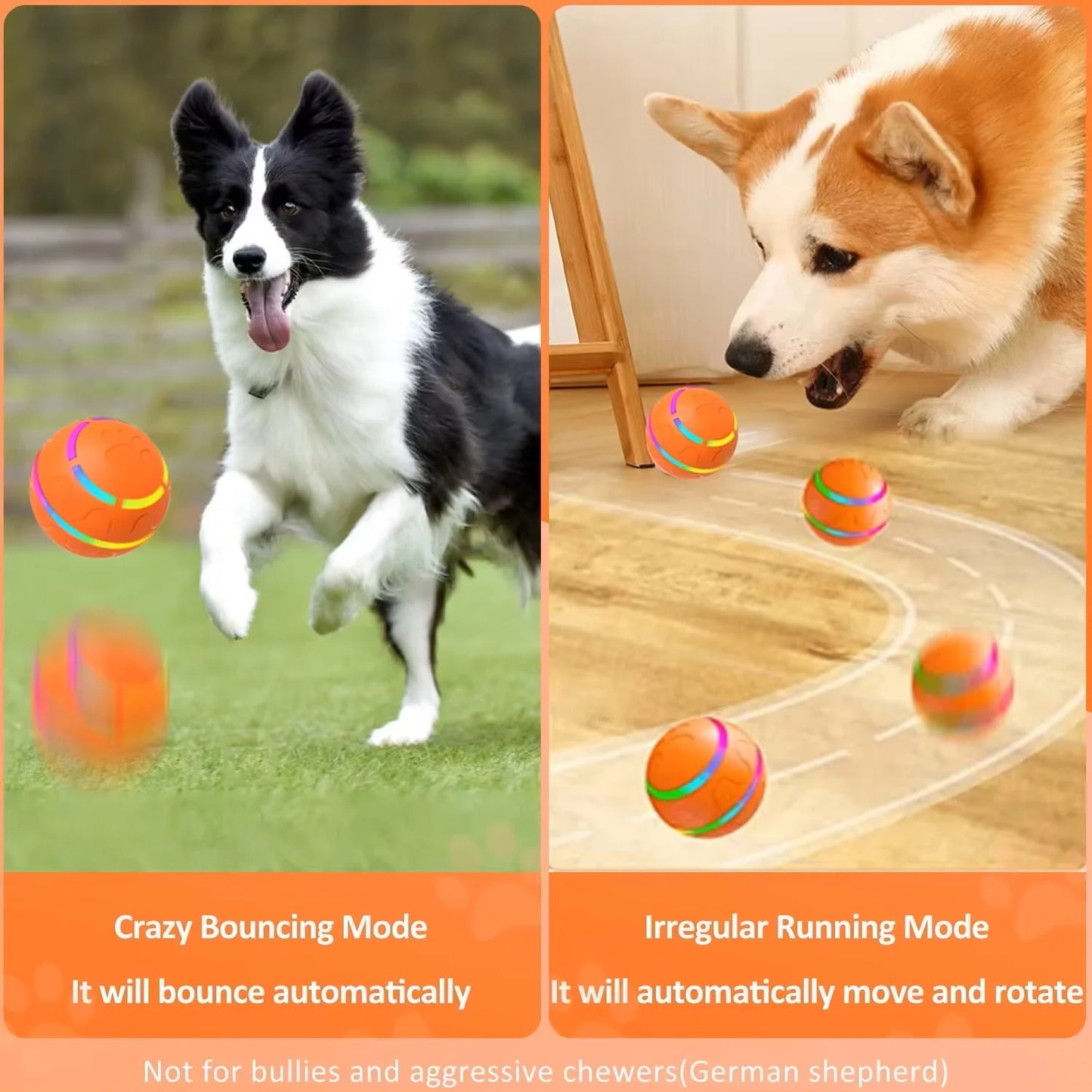 Interactive USB Charging LED Light Auto Electric Moving Remote Control Smart Dog Rolling Ball Electronic Interactive Pet Toy