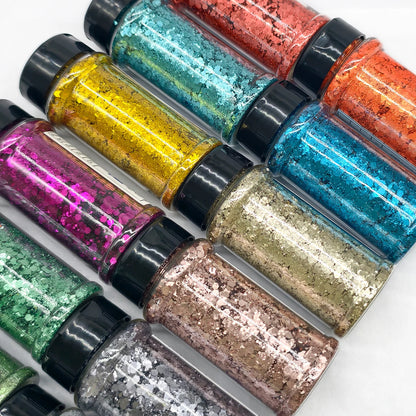 US Warehouses Factory Wholesale Metallic Matte Glitter Powder Hexagon Bulk Holographic Glitter Mixed Chunky Glitter for Crafts