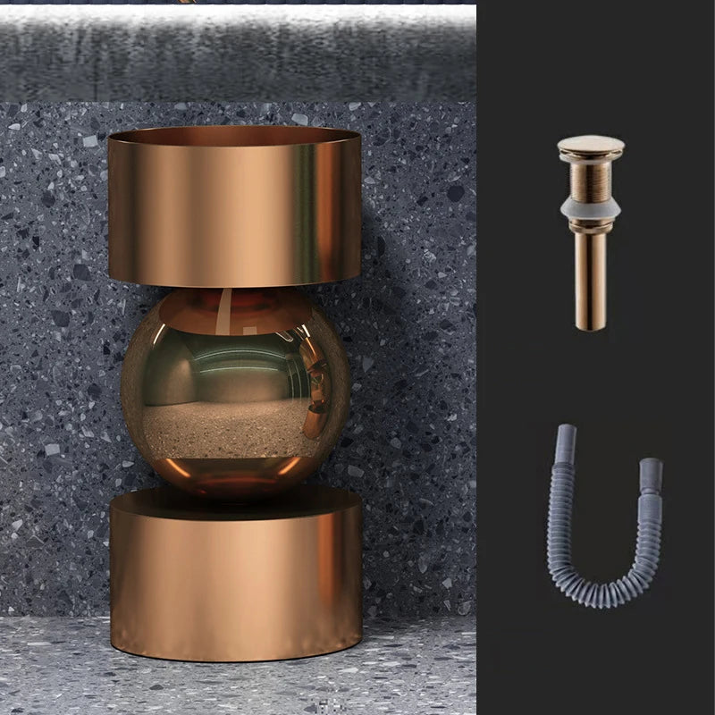 Hongdec Creative Homestay Modern Single Handle Circular Rose Gold Stainless Steel Wall-Mounted 1 Hole Washbasin 3-Year Warranty