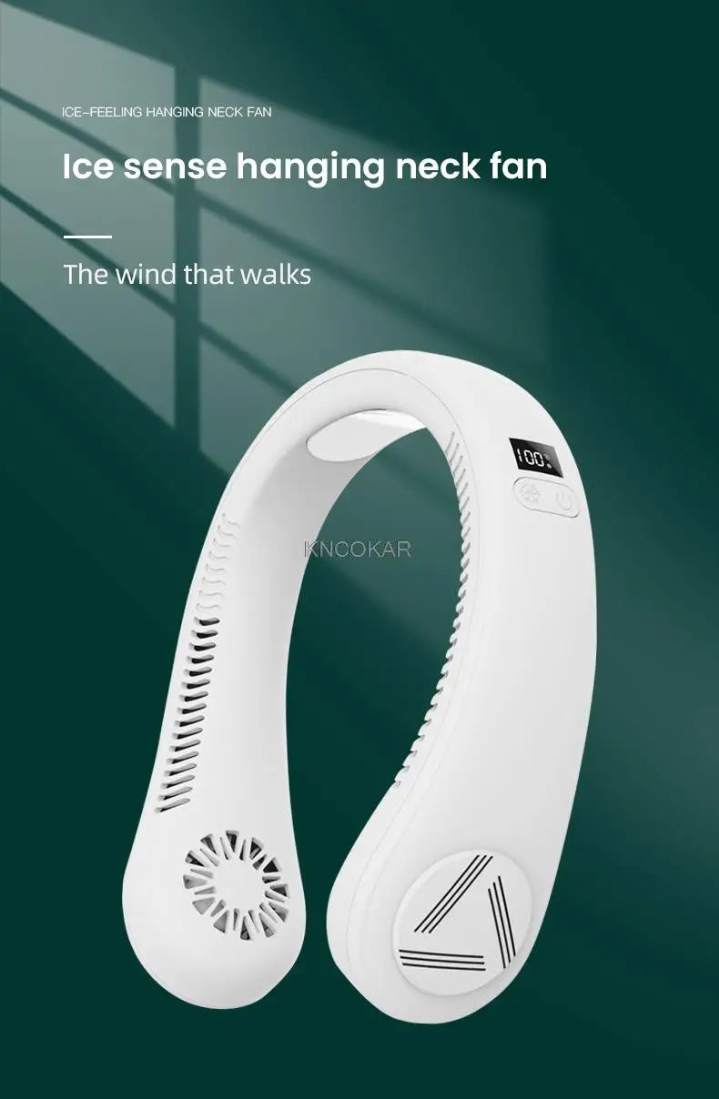 Portable Air Cooling Neck Fan Mini Bladeless LED Air Conditioner Wireless Outdoor Sport Cooling Hanging Fan ventilador de cuello