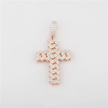Starspire 925 Silver Gold Plated Emerald Cut Moissanite Pass Tester Cross Pendant Iced Hip Hop Luxury Jewelry Customizable