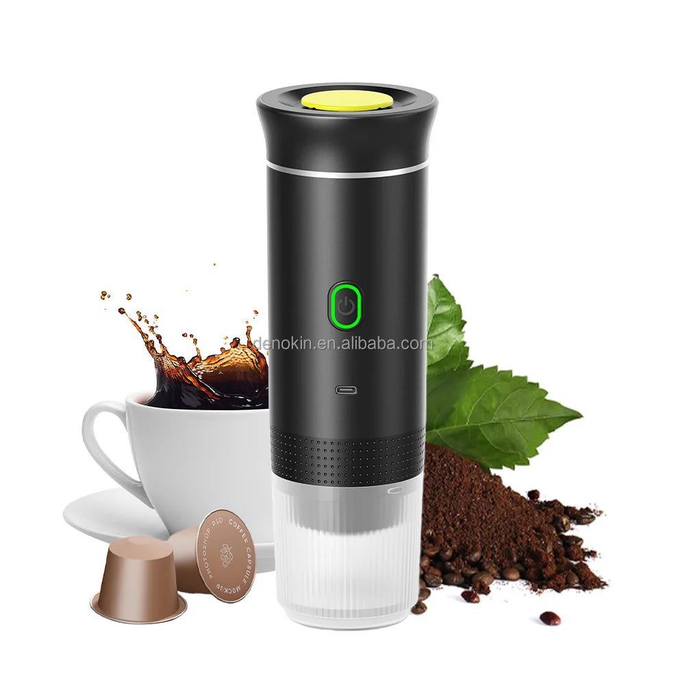 2025 USB Rechargeable Battery-Powered 20 Bar Portable Automatic Espresso Coffee Maker for Car Use Plastic Cappuccino Function